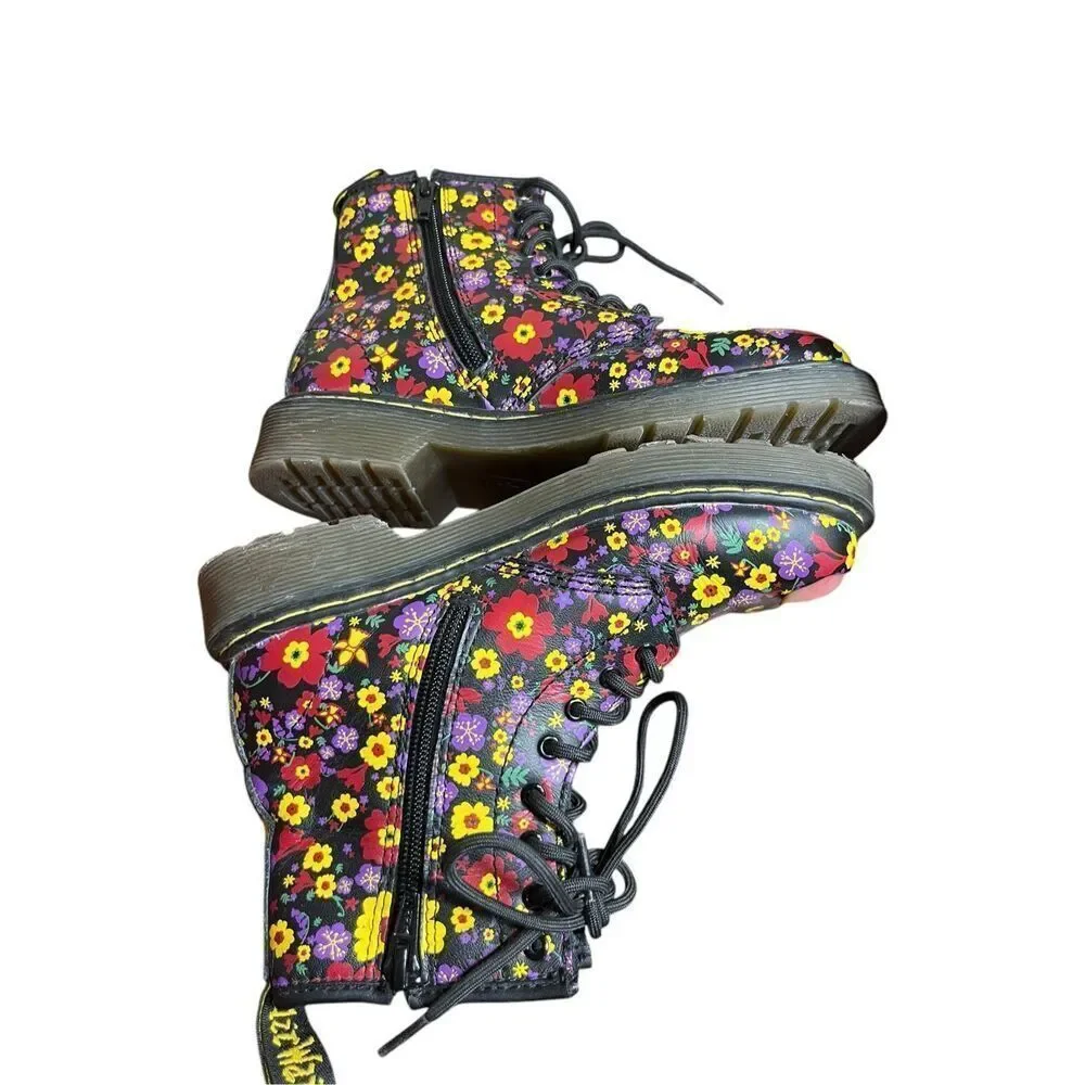 Dr. Martens Delaney Floral Combat‎ Boots Size 2